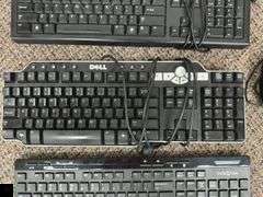 Three wired keyboards, two wireless keyboards, a wired mouse and a wireless mouse