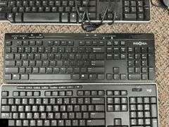 Three wired keyboards, two wireless keyboards, a wired mouse and a wireless mouse