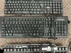 Three wired keyboards, two wireless keyboards, a wired mouse and a wireless mouse
