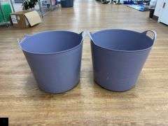 Pair of two-handled round plastic totes