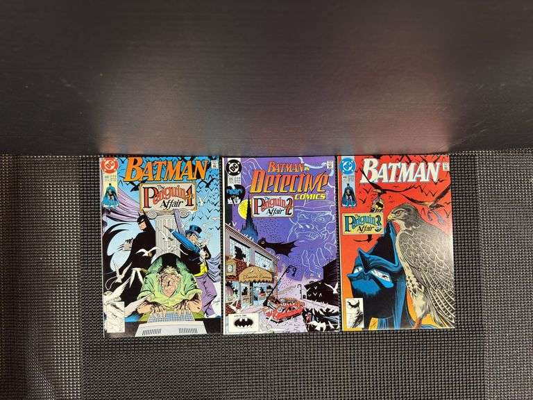 DC Comics, Batman: The Penguin Affair Full Set (1-3 of 3), # 448, 615, 449, June 1990. Includes US, Canada, and UK Pricing.