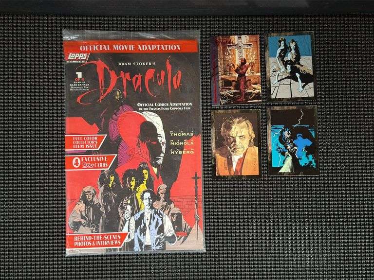 Topps Comics, Bram Stoker’s Dracula, No. 1 & 2 (of 4). Full Color Collector’s Item Issues. Both are in the original poly bag (no longer sealed) and come with 4 Topps Cards