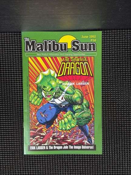 Malibu Comics, The Malibu Sun, #14, June 1992, features the first published appearance of The Savage Dragon, and an interview with creator Erik Larsen