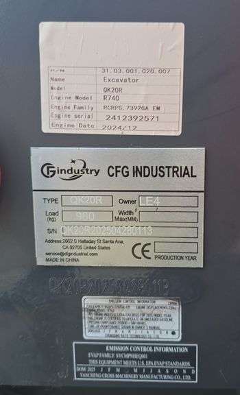 CFG QK20R Mini Excavator