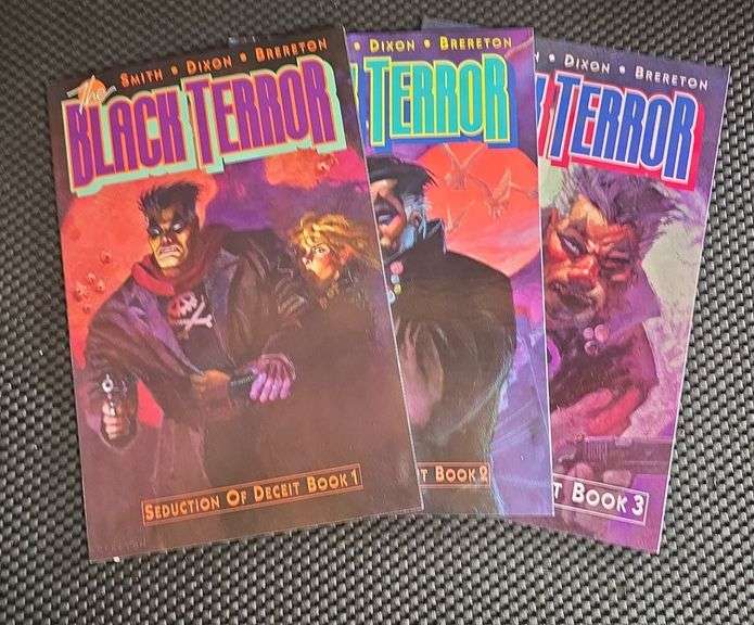 Black Terror Seduction of Deceit Books 1-3 Eclipse Comics 1989