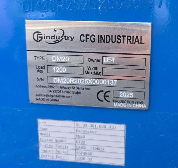 CFG Diesel DM20 Mini Excavator