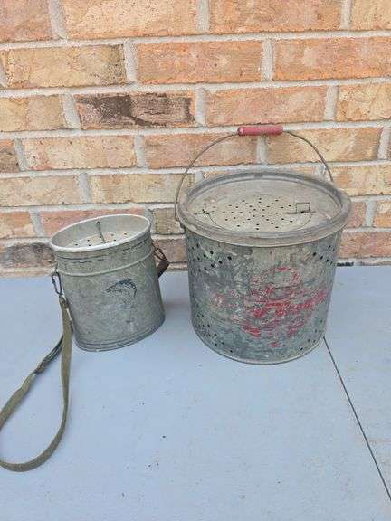 Pair of Metal bait buckets