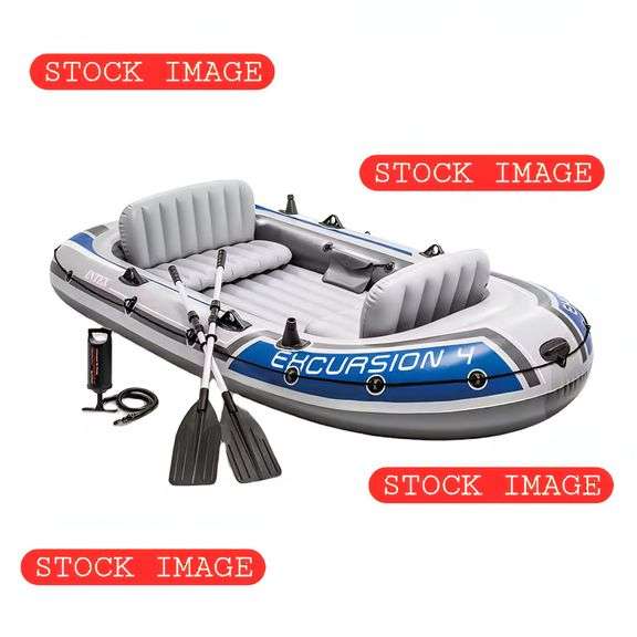 Intex Excursion 4 - 4 Person Inflatable Boat with accessories