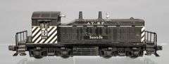 Postwar Lionel 616 Santa Fe NW-2 diesel switcher in overstickered original box