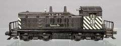 Postwar Lionel 616 Santa Fe NW-2 diesel switcher in overstickered original box