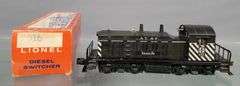 Postwar Lionel 616 Santa Fe NW-2 diesel switcher in overstickered original box