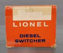 Postwar Lionel 616 Santa Fe NW-2 diesel switcher in overstickered original box