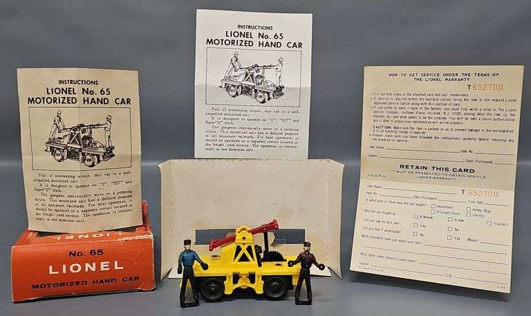 Lionel Postwar O 65 Motorized Hand Car in Original Box image