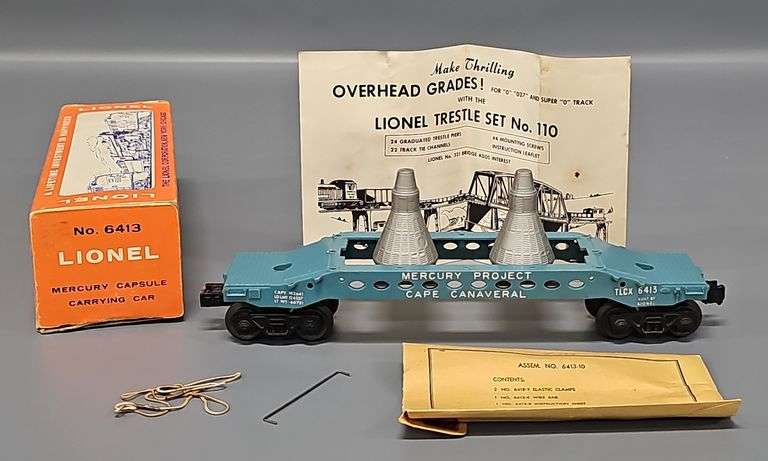Lionel Postwar O 6413 Mercury Capsule Carrying Car in Original Box image