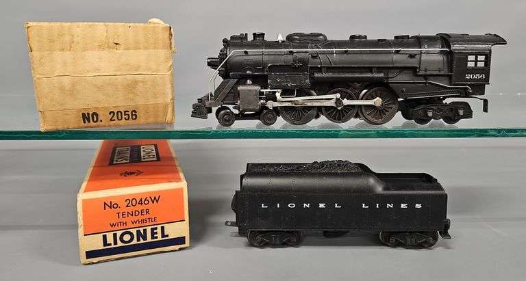 Lionel Postwar O 2056 Steam Locomotive and 2046W Tender in Original Boxes image