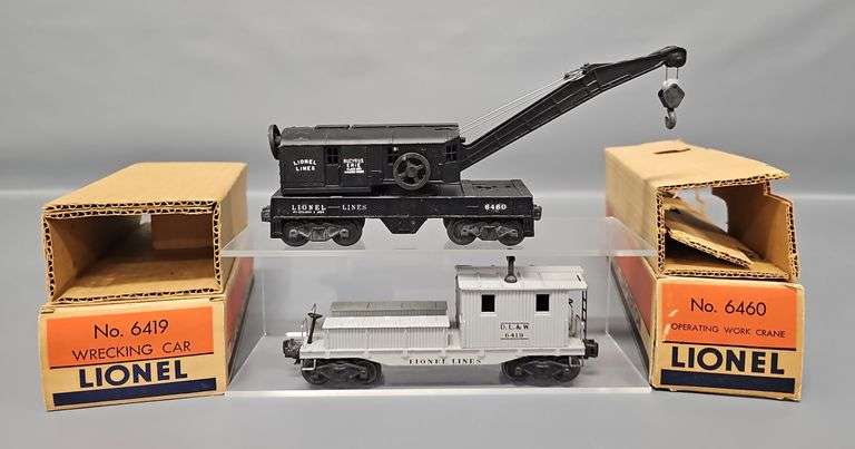 Lionel Postwar O 6460 Operating Work Crane & 6419 Wrecking Car in Original Boxes image