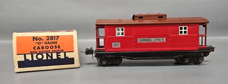 Scarce Lionel Prewar O Gauge 2817 Nickel Plates / Tuscan Roof Caboose in Original Box image