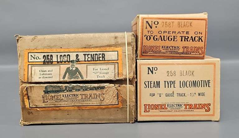 Lionel Prewar O Gauge 258 Steam Locomotive and Tender Boxes and Master Carton image