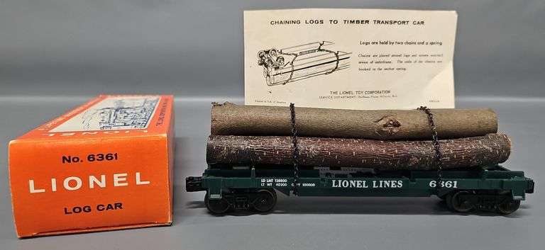 Unrun Lionel Postwar O 6361 Log Car in Original Box image