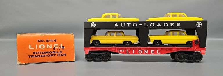 Lionel Postwar O 6414 Auto-Loader with Four Yellow Autos image