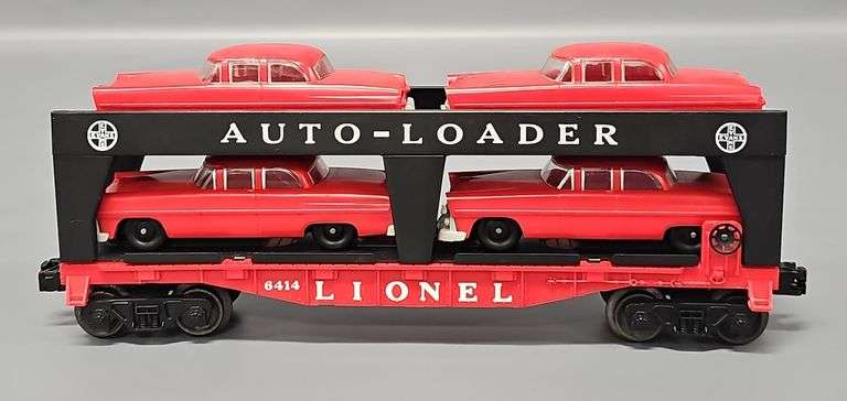 Lionel Postwar O 6414 Evans Auto-Loader Car with Four Red Autos image