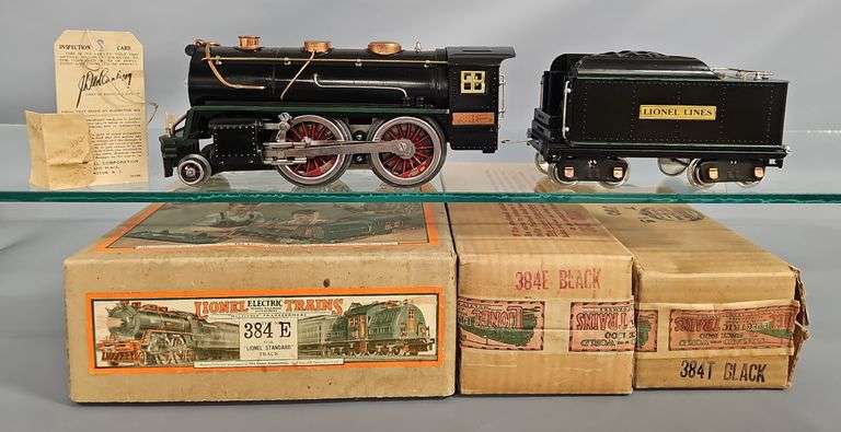 Stunning Lionel Standard Gauge 384E Black Steam Locomotive and 384T Tender in 384E Master Carton image