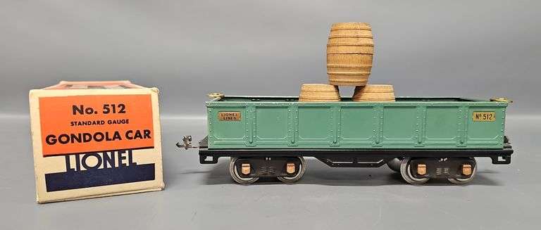 Lionel Prewar Standard Gauge 512 Gondola in Original Box with Wooden Barrels image