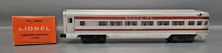 Unrun Lionel Postwar O 2561 Santa Fe Red Stripe Vista Valley Observation Car in Scarce Perforated Original Box image
