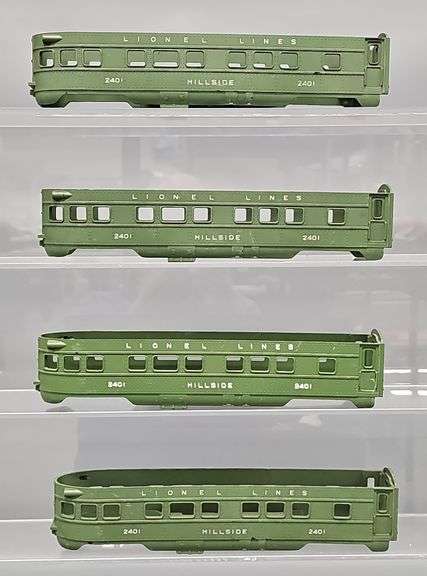 Four Oddly Stamped Lionel Postwar O 2401 Hillside Passenger Car Shells image