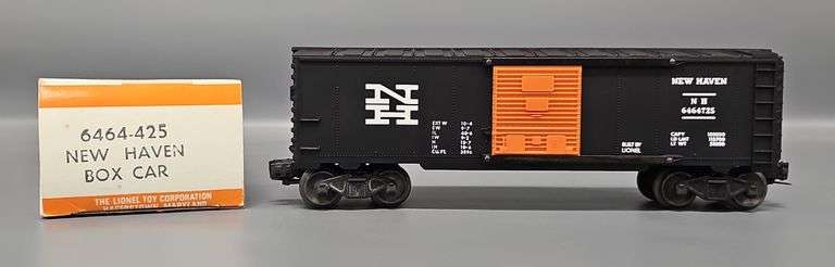 Lionel Postwar O type IV 6464-725 New Haven Box Car in Original Hagerstown Checkerboard Box image