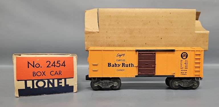 Lionel Postwar O 2454 Baby Ruth Box Car with Flying Shoe Couplers in Original Box image