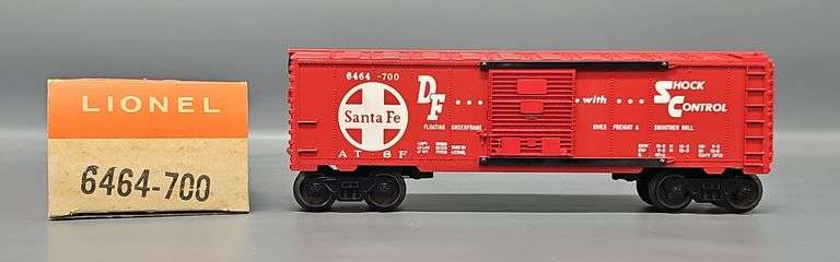 Unrun  Postwar O type IV 6464-700 Santa Fe Box Car in Brick Original Box image