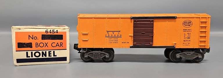 Lionel Postwar O ORANGE 6454 NYC Box Car in Overstamped 3464 Original Box image