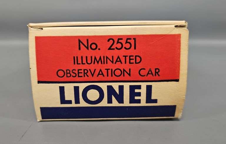 Lionel Postwar O 2551 Illuminated Observation Car Brick Original Box Only image