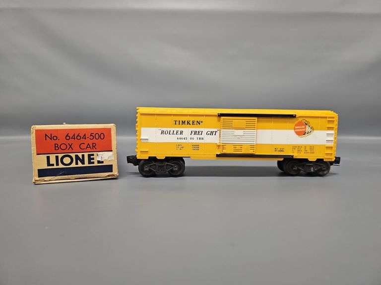 Lionel Postwar O type IIb Buttercup Yellow 6464-500 Timken Box Car in Original Box image