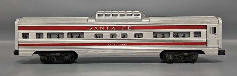 Unrun Lionel Postwar O 2562 Santa Fe Red Stripe Regal Pass Vista Dome Passenger Car image