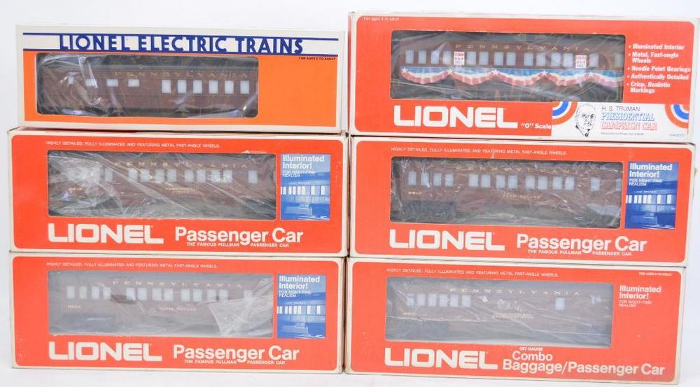 Six Lionel O gauge Pennsylvania passenger cars in original boxes