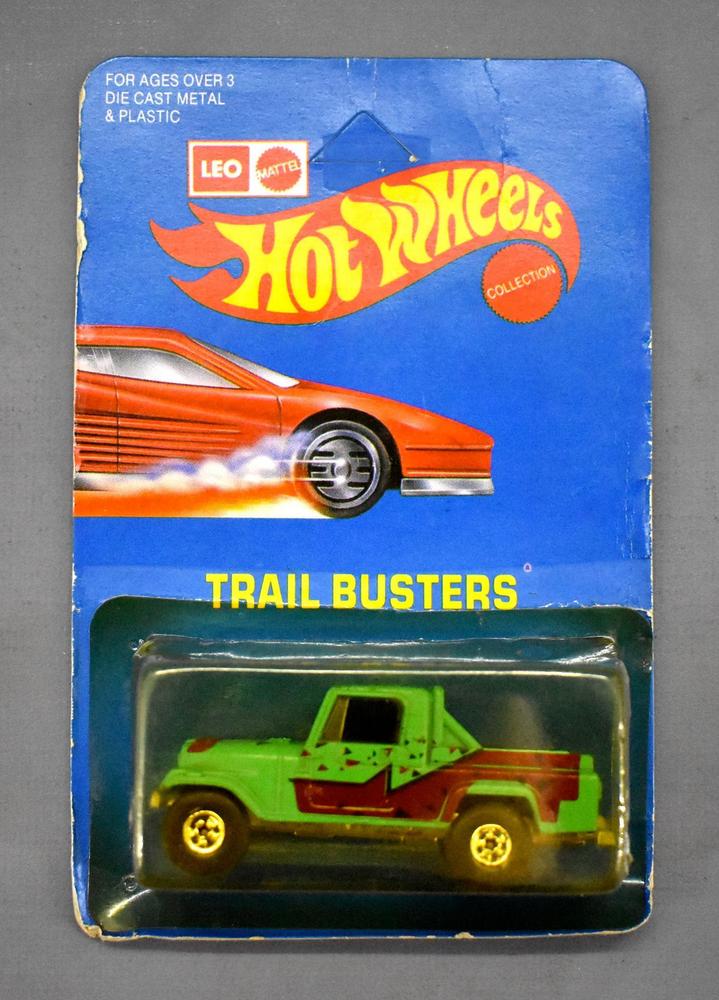 India Leo Mattel Hot Wheels Trail Busters aqua Jeep Scrambler carded