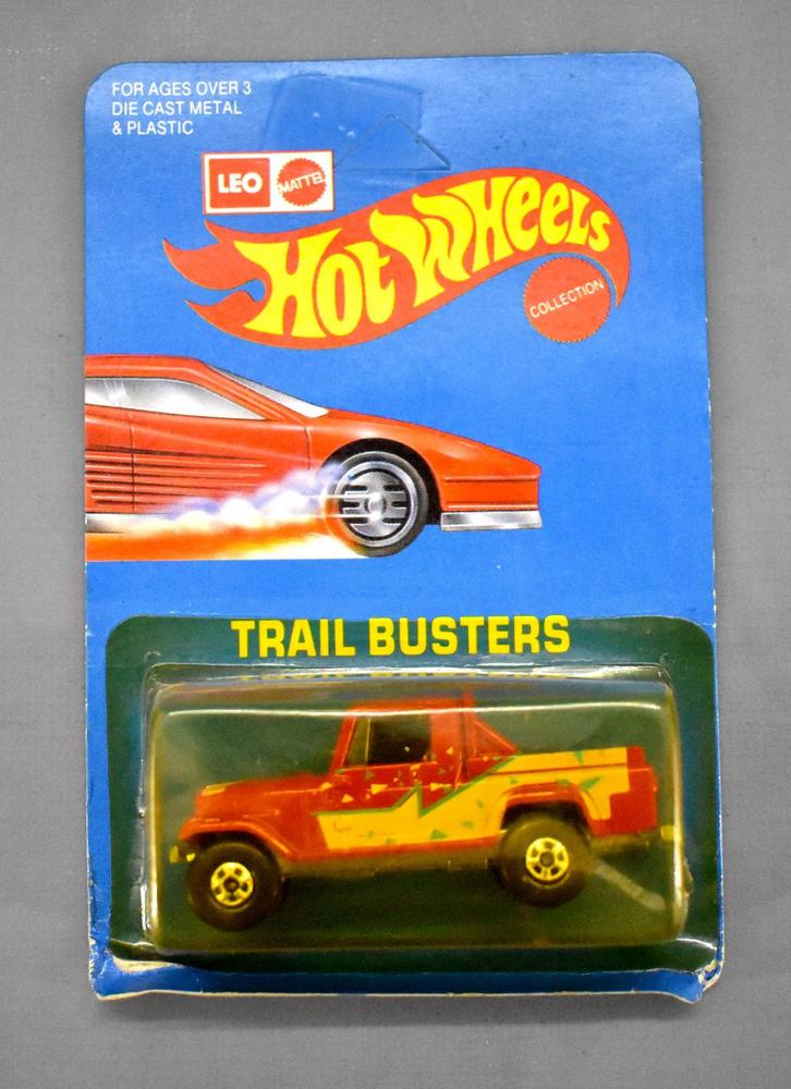 India Leo Mattel Hot Wheels Trail Busters red Jeep Scrambler carded