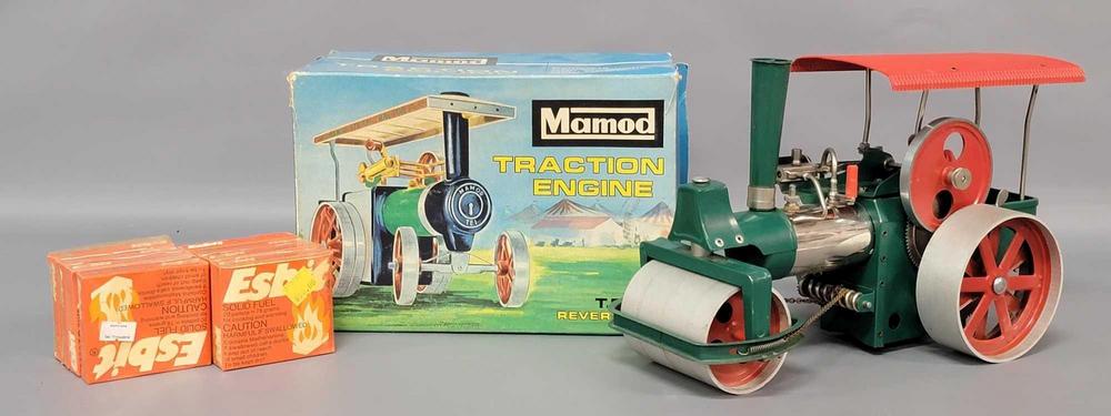 Wilesco steam road roller Mamod T.E.1A original box and eight Esbit boxes of fuel