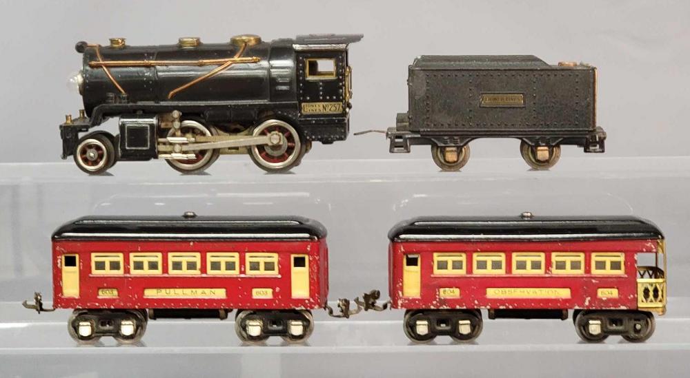 Prewar Lionel 257 257T Crackle 603 604 steam passenger train