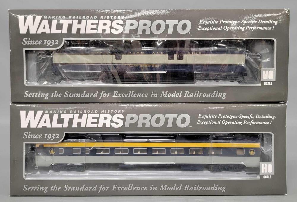 Two Walthers Proto HO Baltimore & Ohio passenger cars in original boxes