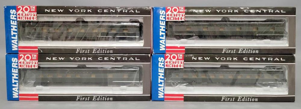 Four Walthers HO scale New York Central 20th Century Limited passenger cars in original boxes