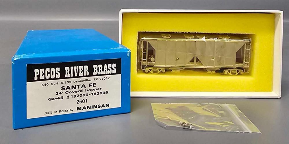Pecos River HO brass Santa Fe 34 foot covered hopper in original box 2601