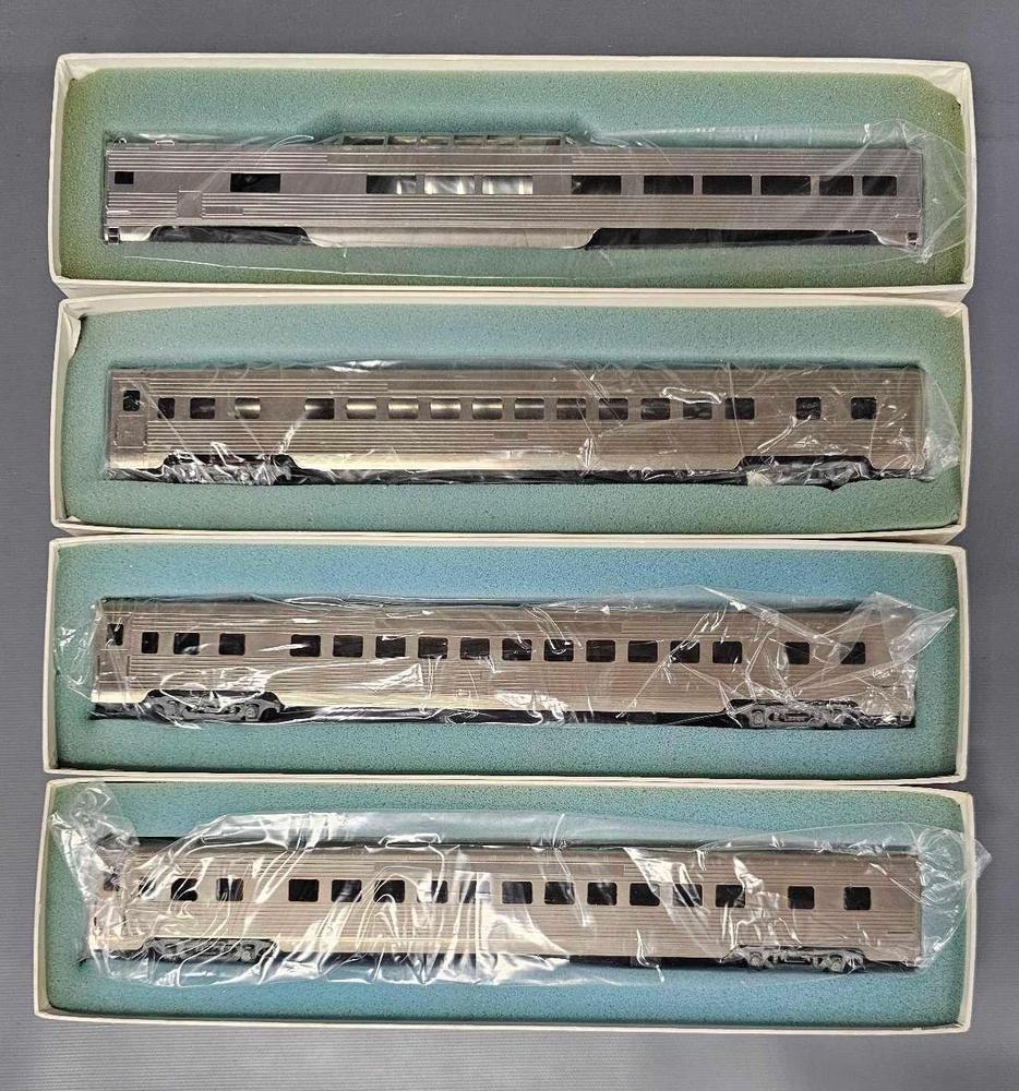 Four Lambert Associates HO brass passenger cars in original boxes