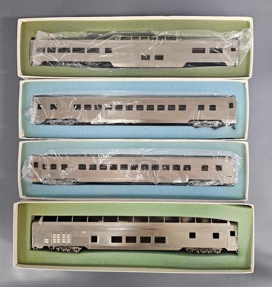 Four Lambert Associates HO brass passenger cars in original boxes