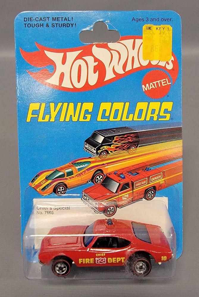 Redline Hot Wheels Flying Colors 7665 Chiefs Special 442 on blister card