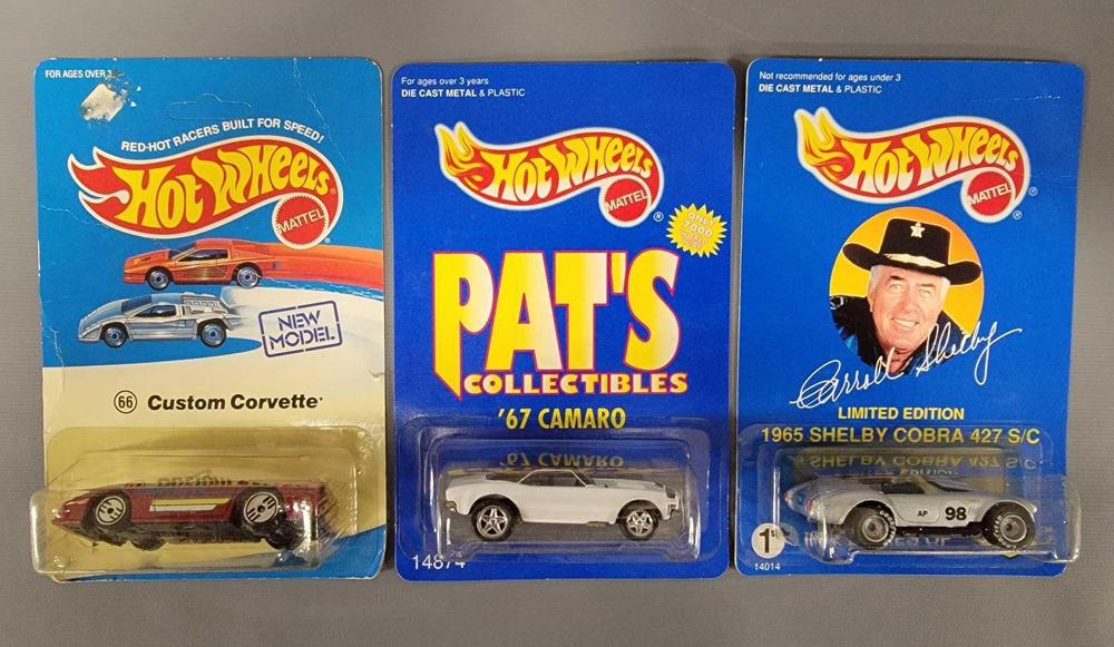 Three Hot Wheels on sealed blister cards