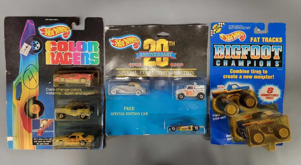 Group of vintage Hot Wheels on blister cards
