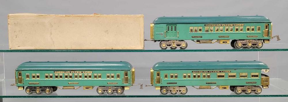 Three American Flyer Lines wide gauge New Minuteman cars with OB